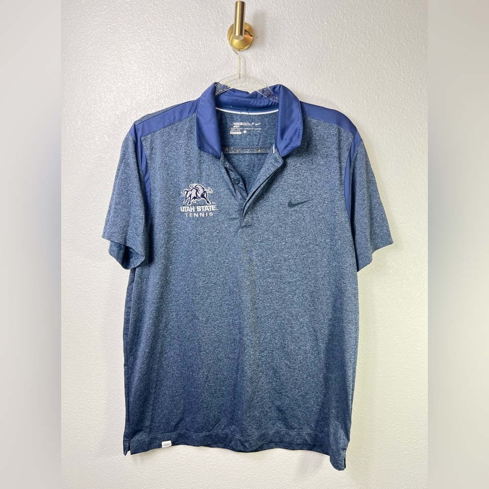Nike Golf UNISEX Utah State University Tennis Dri-Fit 3 Button Polo Size L